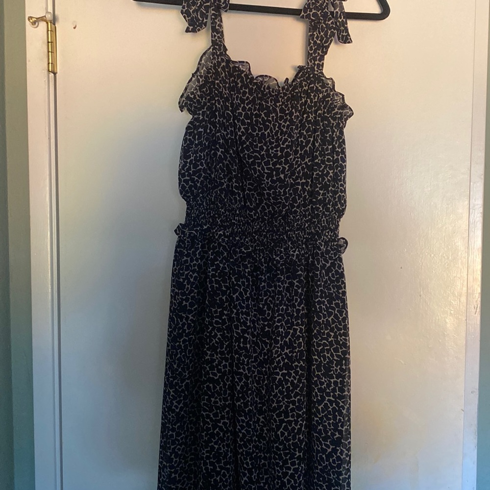 Navy blue print, maxi dress